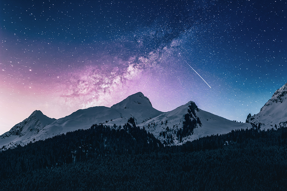 milky way galxy over the rocky mountains in Colorado