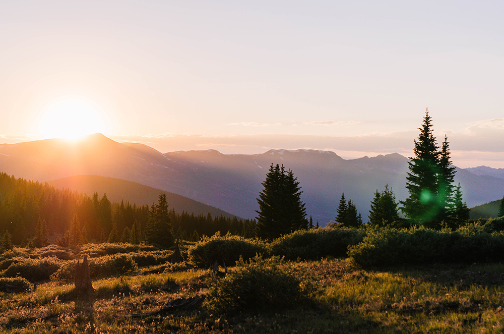 sunset over the Rocky Mountains near Montrose, CO